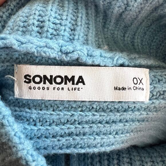 Sonoma Womens Knit Sweater Pullover Quarter Zip High Collar Relaxed Fit Blue 0X - Picture 7 of 9